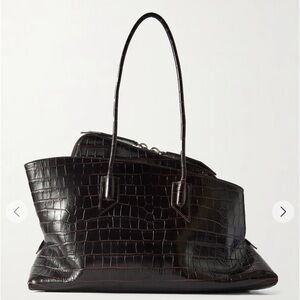The Attico La Passeggiata Black Crocodile-Embossed Leather Tote